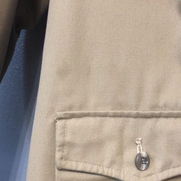 1970s Vintage Cal Craft coat Men's Large L camel tan button front LIKE NEW khaki - Picture 12 of 12